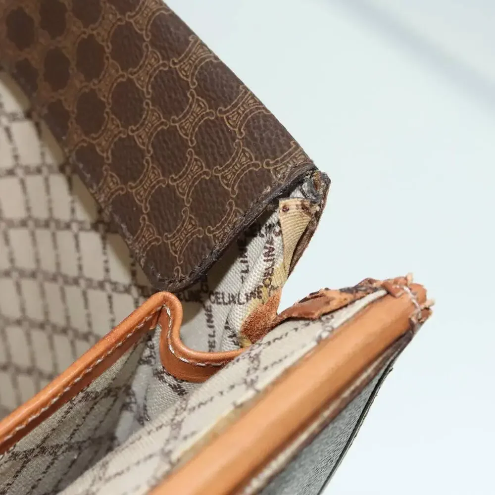 CELINE Macadam Canvas Trunk Pvc Leather Gold Brown